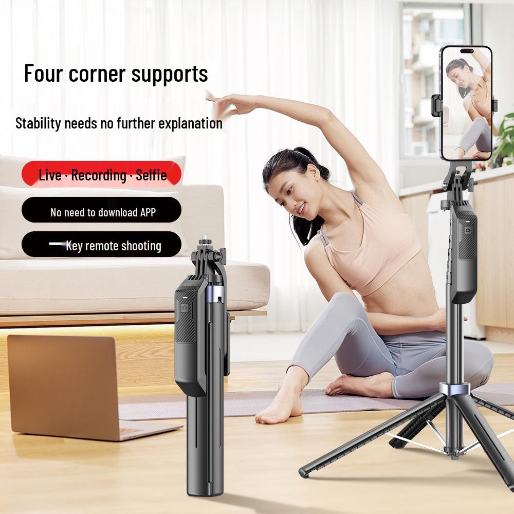 1.8m Aluminum Alloy Selfie Stick with Bluetooth Remote and Phone Holder for Live Streaming