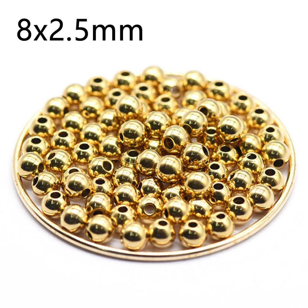 20pcs Gold Color 304 Stainless Steel Round Ball Beads Charm Loose Bead Diy Bracelet Necklace Bead For Jewelry Making Accessories