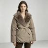 French large lapel imitation fox fur collar cotton clothes women's winter small man waist thickened warm pie to overcome cotton clothes