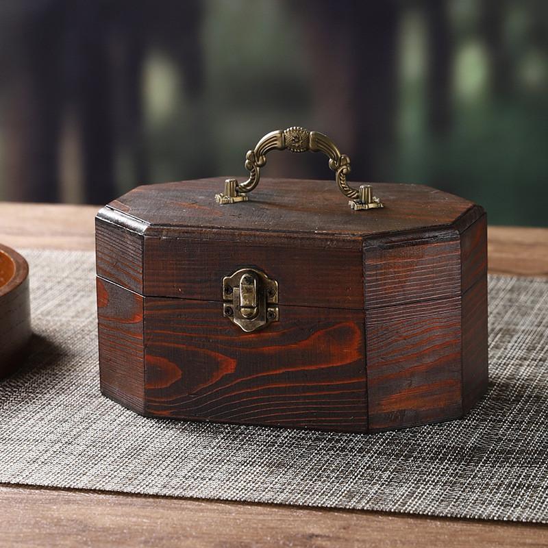 Vintage Chinese Style Wooden Storage Box With Lid For Jewelry Tea Snacks Home Decor