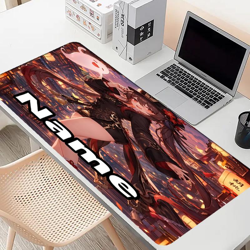 Custom Name Personalized Genshin Impact Pattern Mousepad, Laptop PC Desk Mat, Decorative Desk Mat for Home Keyboard Pad Gift