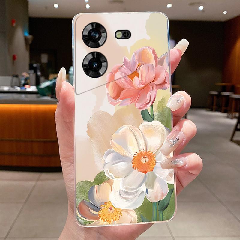 Для Tecno Pova 5 LH7n 5Pro LH8n Чехол для телефона Tecno Pova 5 Pro Чехол Прозрачный Роскошный Модный Бабочки Цветы Мягкий ТПУ Силиконовый Чехол