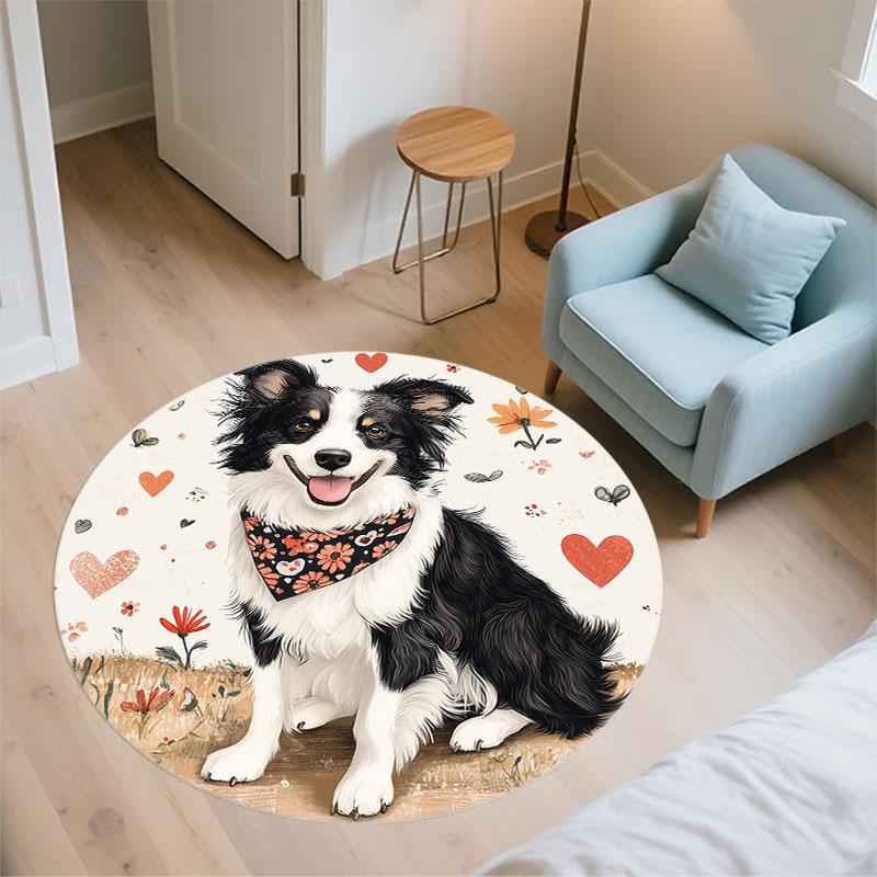 Sheepdog pattern round rug,Carpet Rug for Living Room Bedroom Playroom ,Non-slip Floor Mat,Holiday Gifts and Birthday Gifts.