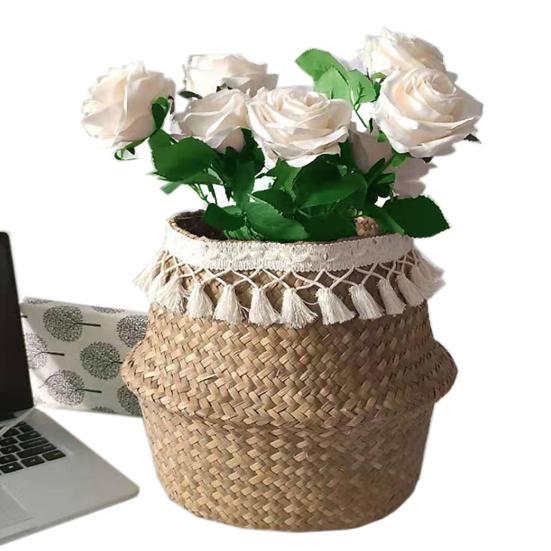 Скандинавский двухслойный тканый держатель для цветов с кисточками, цветочный горшок, корзина для хранения в гостиной