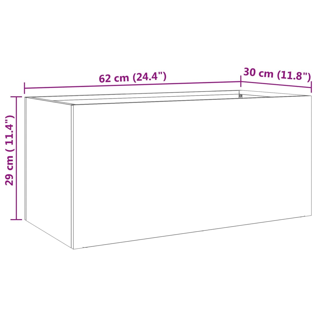 Plant Pot Silver 62x30x29 cm Stainless Steel