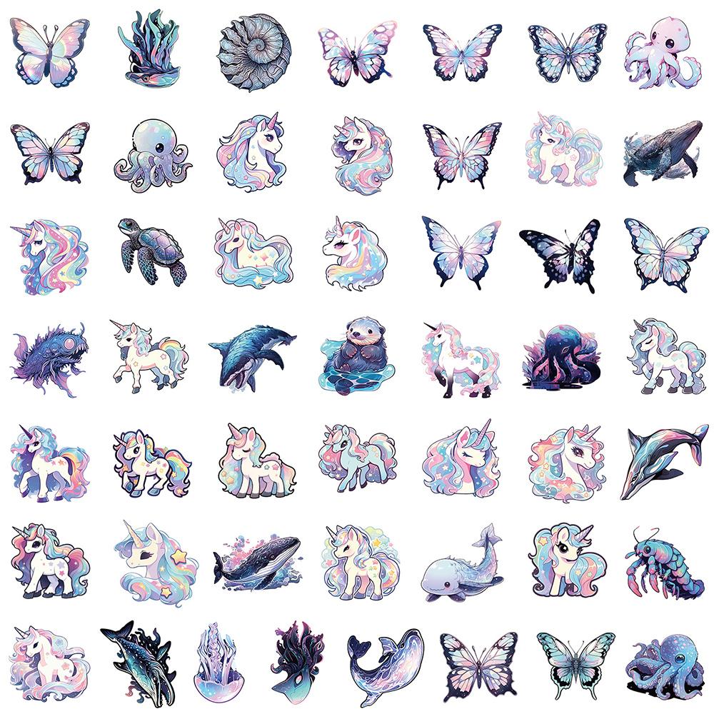 10 30 50Pcs Cute Unicorn Graffiti Aesthetic Stickers Cartoon Decals Notebook Laptop Phone Suitcase Decoration Sticker Kids Toys