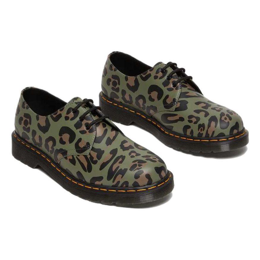 Dr. Martens Кожа Мода Леопардовый Принт Низкие Повседневные Кроссовки Унисекс Повседневная Обувь Хаки-Зеленый 27686384