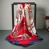 90cm Neck Scarf Satin Women Decorated Floral Print Shawl Square Scarves Fashion Accessories