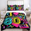 3pcs 80s, neon Duvet Cover Set, 1 Duvet Cover + 2 Pillowcases (No Insert), High-Definition Print, Home & Dorm yy251123052