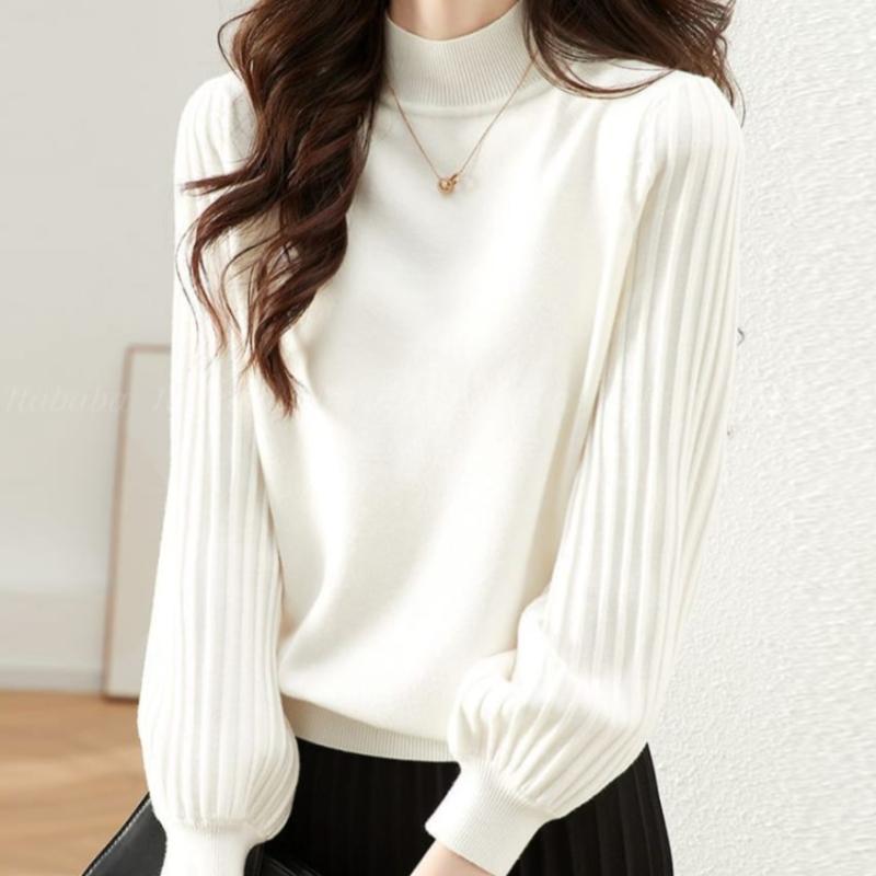Navava Women Chic Volume Sleeve Long Sleeve Half Turtleneck Knit Nk2865