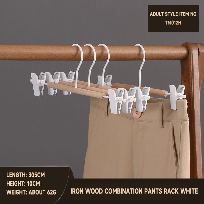5PCS Trouser Hangers Durable Iron+Wood Drying Rack with Clip for Skirt Shorts Socks Underwear Storage Racks Organizer Hanger