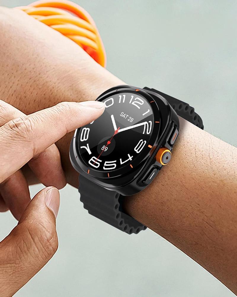 2in1 Case + Tempered Glass for Samsung Galaxy Watch 7 44mm, Black