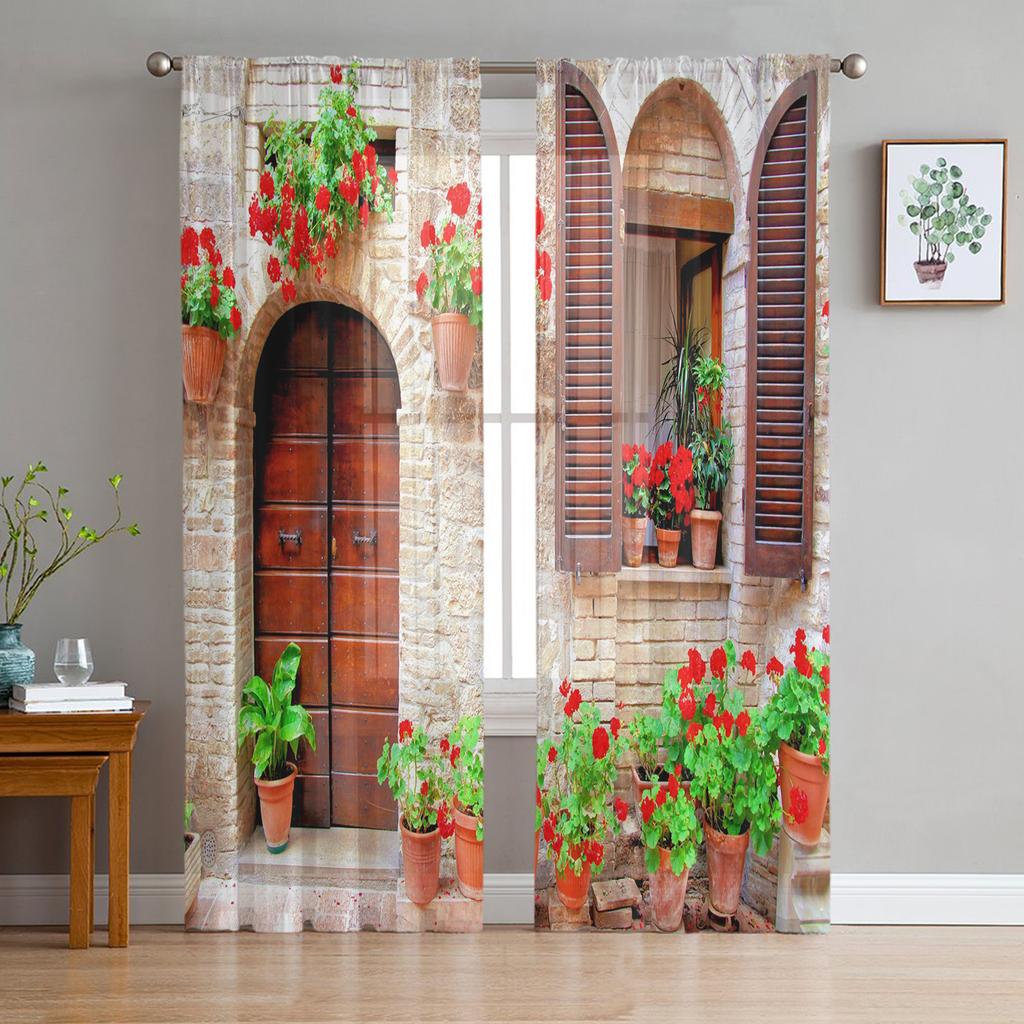 Садовые итальянские арочные архитектурные цветы, уличные тюлевые шторы для гостиной, шифоновая прозрачная вуаль, занавеска для кухни, спальни