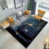 Van Gogh Starry Night & TARDIS Print Rug, Sci-Fi Police Box Non-Slip Floor Mat for Kids Room Living Room Bedroom Decor Carpet