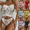 Women's Sexy Underwear Solid Color Lace Strap Two-piece Pajama Suit
