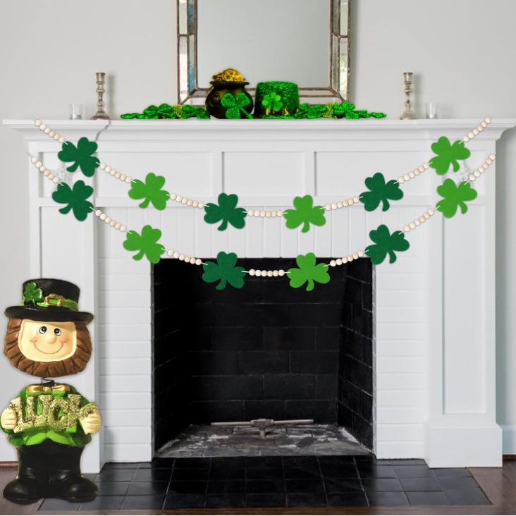 St. Patrick's Day Banner Wooden Bead Wreath Suitable For St. Patrick's Day Decorative Hanging