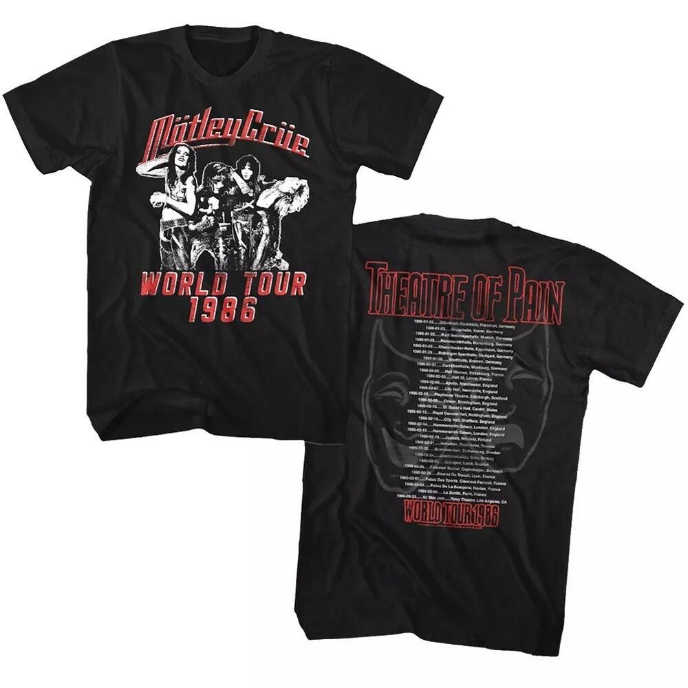 Motley Crue World Tour Dates 86 Men#039;s T Shirt Theatre of Pain Tee Rock Band Unisex T-Shirt