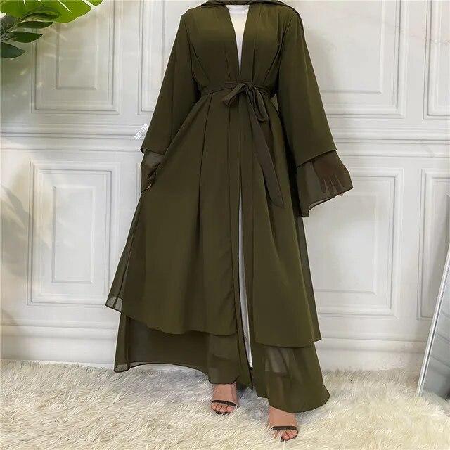 Dubai Abaya Chiffon Fashion Cardigan Muslim For Women Modest Robe Turkey Kaftan Ramadan Arabic Islamic Clothing