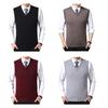 Men Vest Sweater V Neck Sleeveless Slim Fit Solid Color Knitted Pullover Slim Fit Mid Length Thickened Business Style Sweater