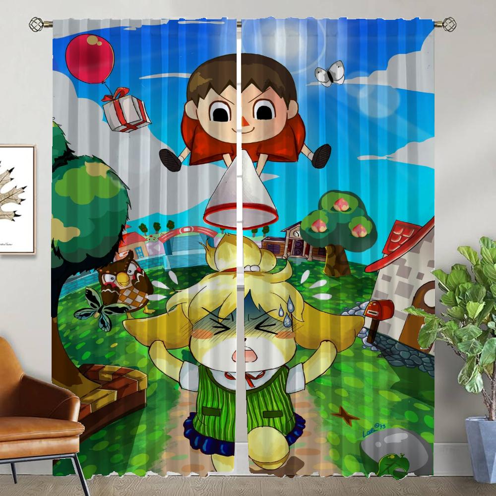 Modern Living Room Curtains for Camera Animal Crossings Halloween Decoration Home Interior Curtains 2 Pieces Shades Partition
