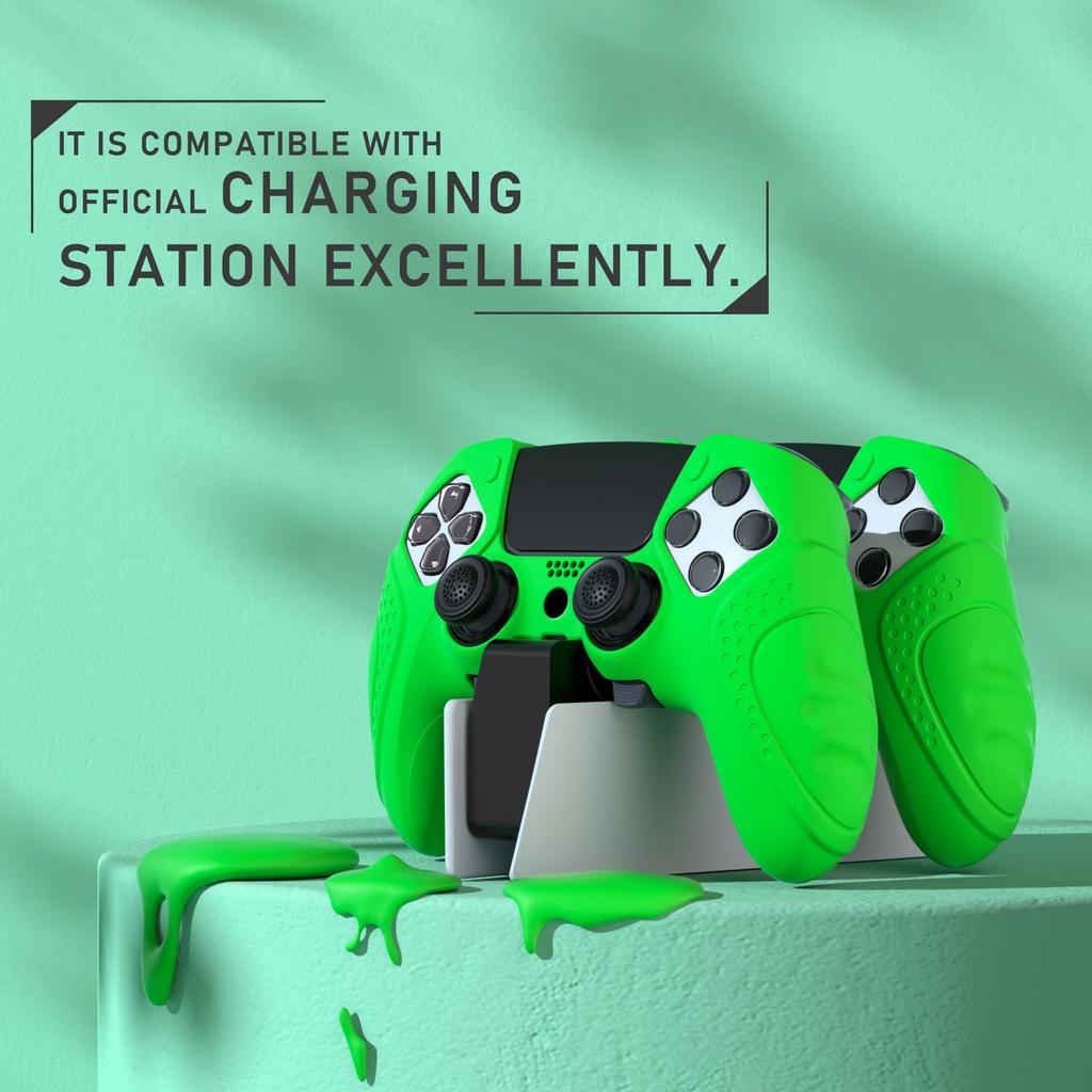 PlayVital Silicone Cover Case for PS5 Edge Soft Rubber Protector Skin for PS5 Edge Wireless Controller with Thumb Grip Caps Edition Non-Slip