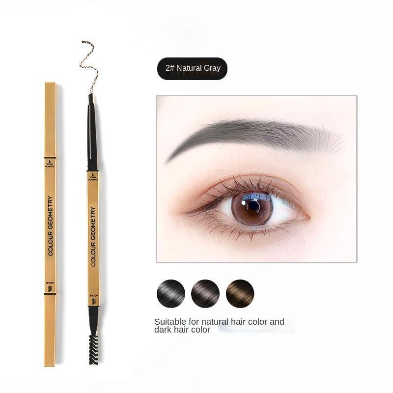 Треугольный карандаш для бровей с двойной головкой, не размазывает натуральную трехмерную, прочную, водонепроницаемую и устойчивую к поту студенческую косметику, красоту