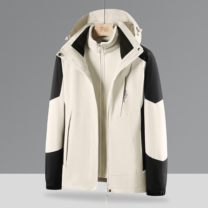 Мужская и женская ветрозащитная водонепроницаемая горнолыжная куртка 3 в 1 со съемной бархатной подкладкой — теплый, плотный и дышащий костюм для активного отдыха.