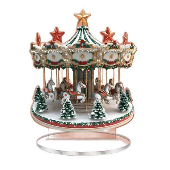 Christmas Ornament Waterproof Acrylic 2D Flat Carousel Xmas Themed Ornament Large Size Table Home Decoration