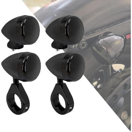 HDBUBALUS Front Rear LED Bullet Turn Signal Light 39/41mm Plastic Fork Clamp Indicator Blinker Fit for Harley Sportster Dyna Bobber Suzuki Kawasaki