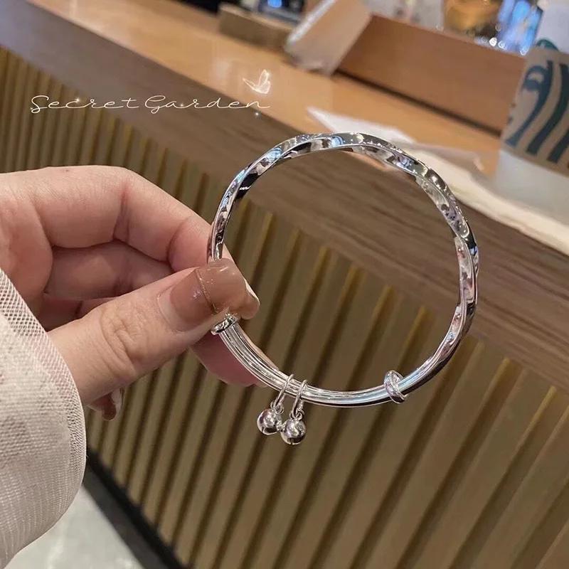 Модный серебряный браслет-манжета 925 пробы для женщин, открытый, в форме листа, регулируемый, с подвесками, женские украшения для вечеринок, рождественские подарки