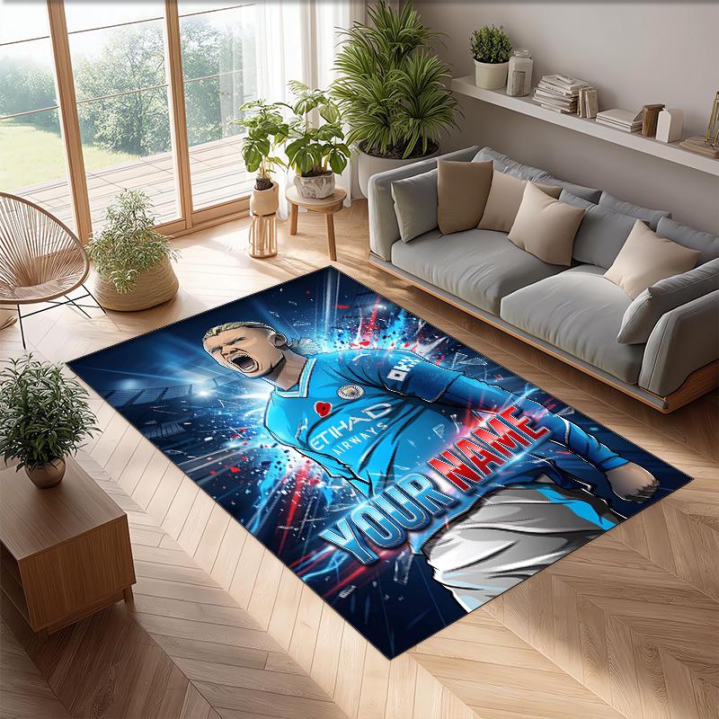Erling Haaland Printed Crystal Velvet Rug Non‑Slip Crystal Velvet Carpet For Sofa Bedroom Indoor Home Decoration