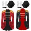 Women's 4pcs Circus Ringmaster Costume Sequins Bodysuit Tailcoat Jacket Halloween Outfits