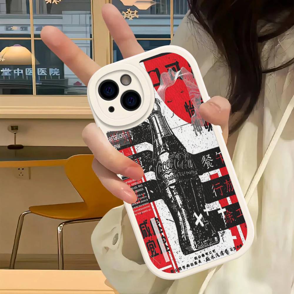 Горячий C-Coca Напитки C-Cola Чехол для телефона Для Iphone 16 15 14 13 12 11 Pro Max Plus Кожаный Мягкая задняя крышка