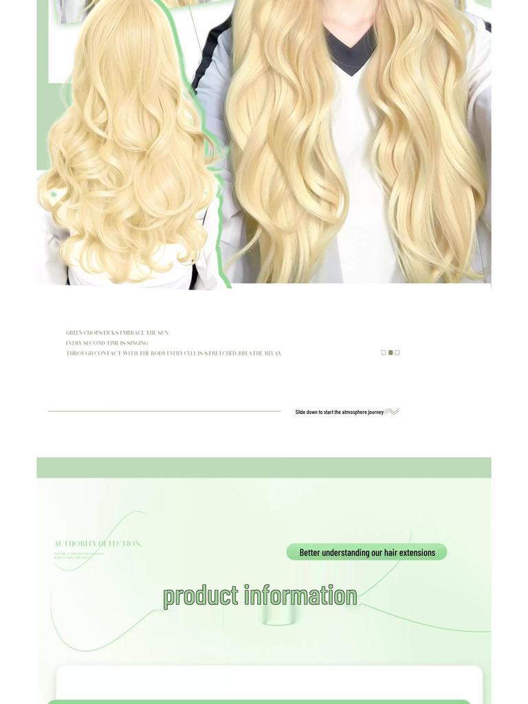 Длинный платиновый блонд, волнистый, кудрявый парик для женщин - Бесшовный, в стиле Лолита