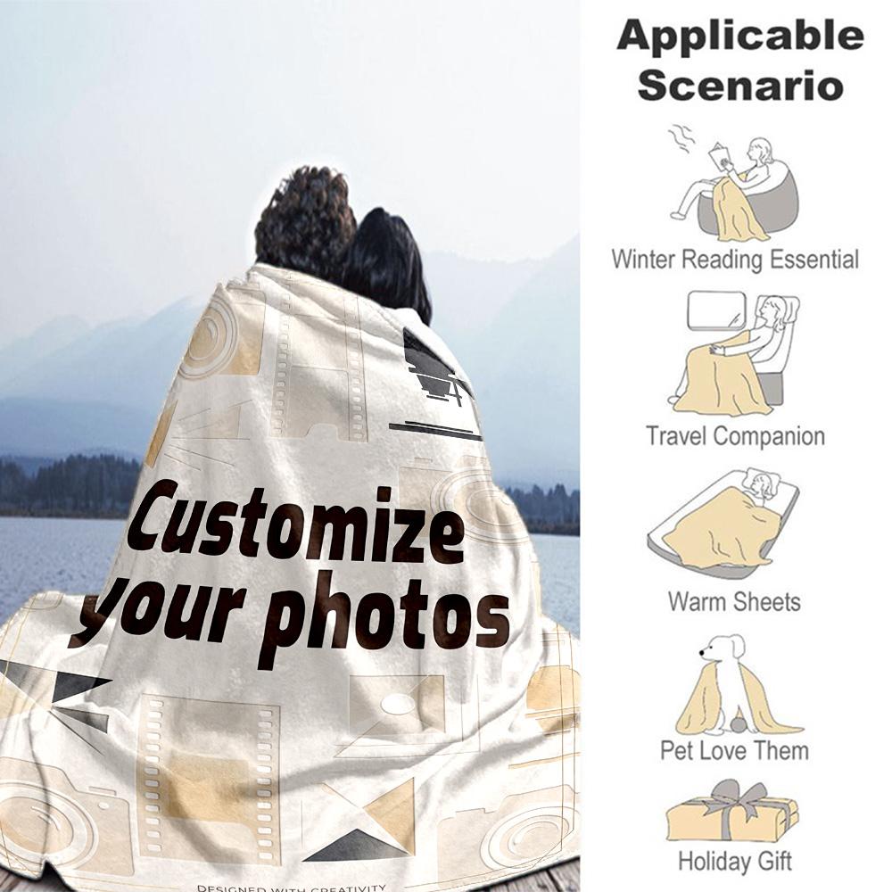 Customize Photo Customize image Blanket Multi-purpose Customizable Blanket Warmthful Decor Perfect for Seaside Bed Bedding Picnics All-Season Use