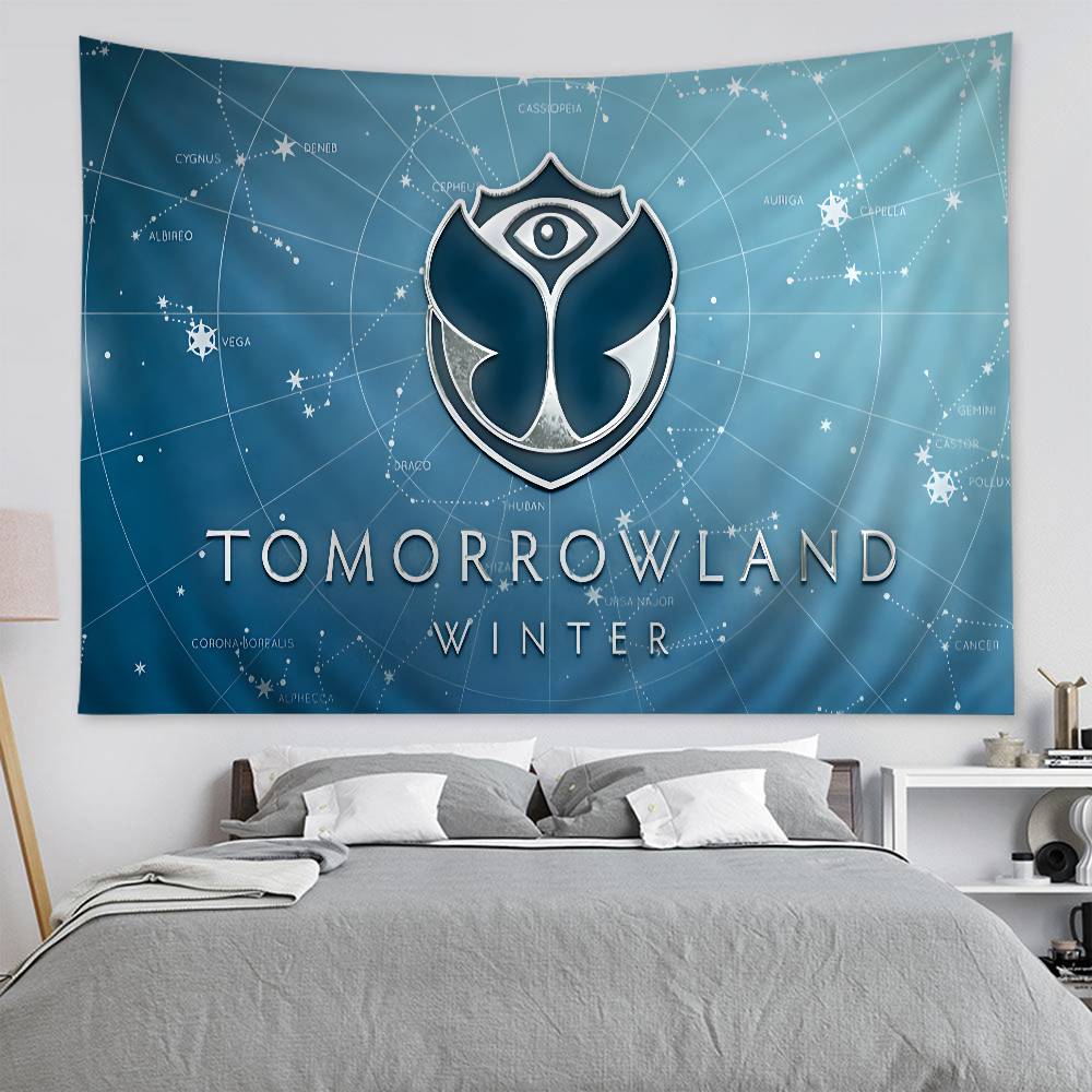 TTomorrowland Music Logo Printed Large Wall Tapestry Art Science Fiction Room Home Decor Decor Blanket