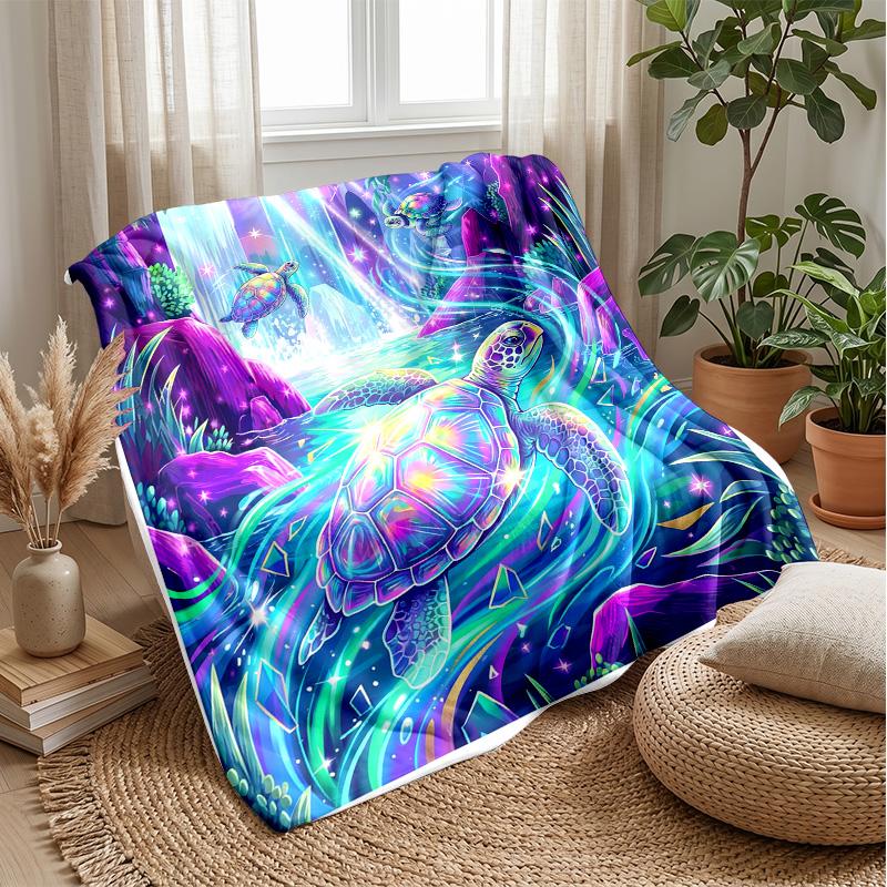 Fantasy Sea Turtle Journey Theme blanket Lightweight Warm Flannel Blanket Decorative Throw Blanket for Home Decoration