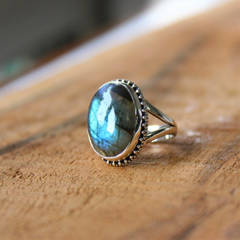 Labradorite Gemstone Ring, 925 Sterling Silver Ring, Handmade Women Jewelry, Statement Ring, Gift For Her, Valentine's Day Gift,