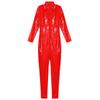 Mens Shiny Patent Leather Jumpsuit Stand Collar Long Sleeve Zipper Leotard Bodysuit Catsuit