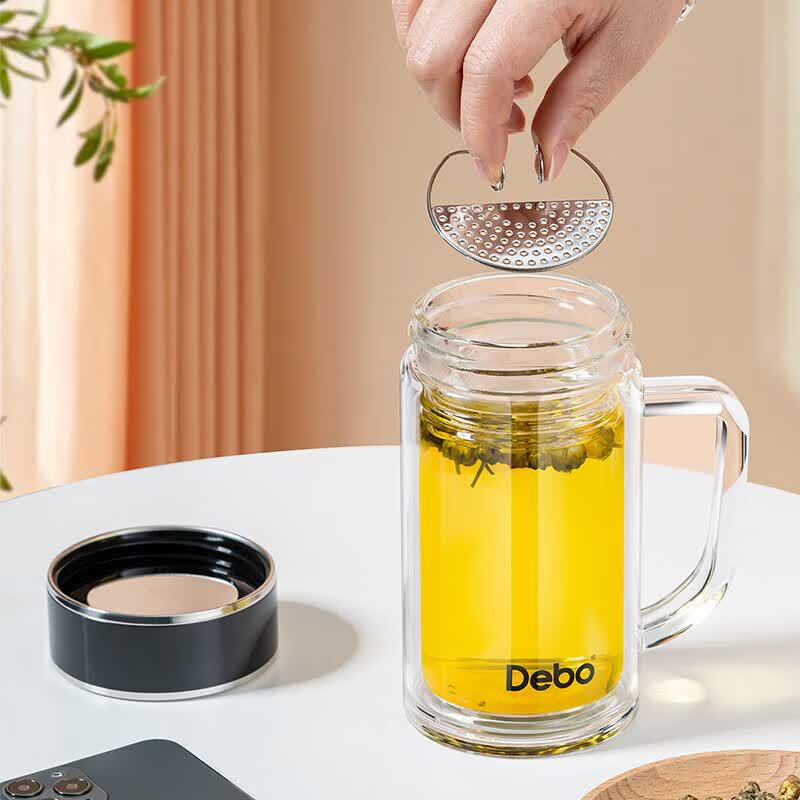 Debo Lavende Double-Layer Glass Tea Cup