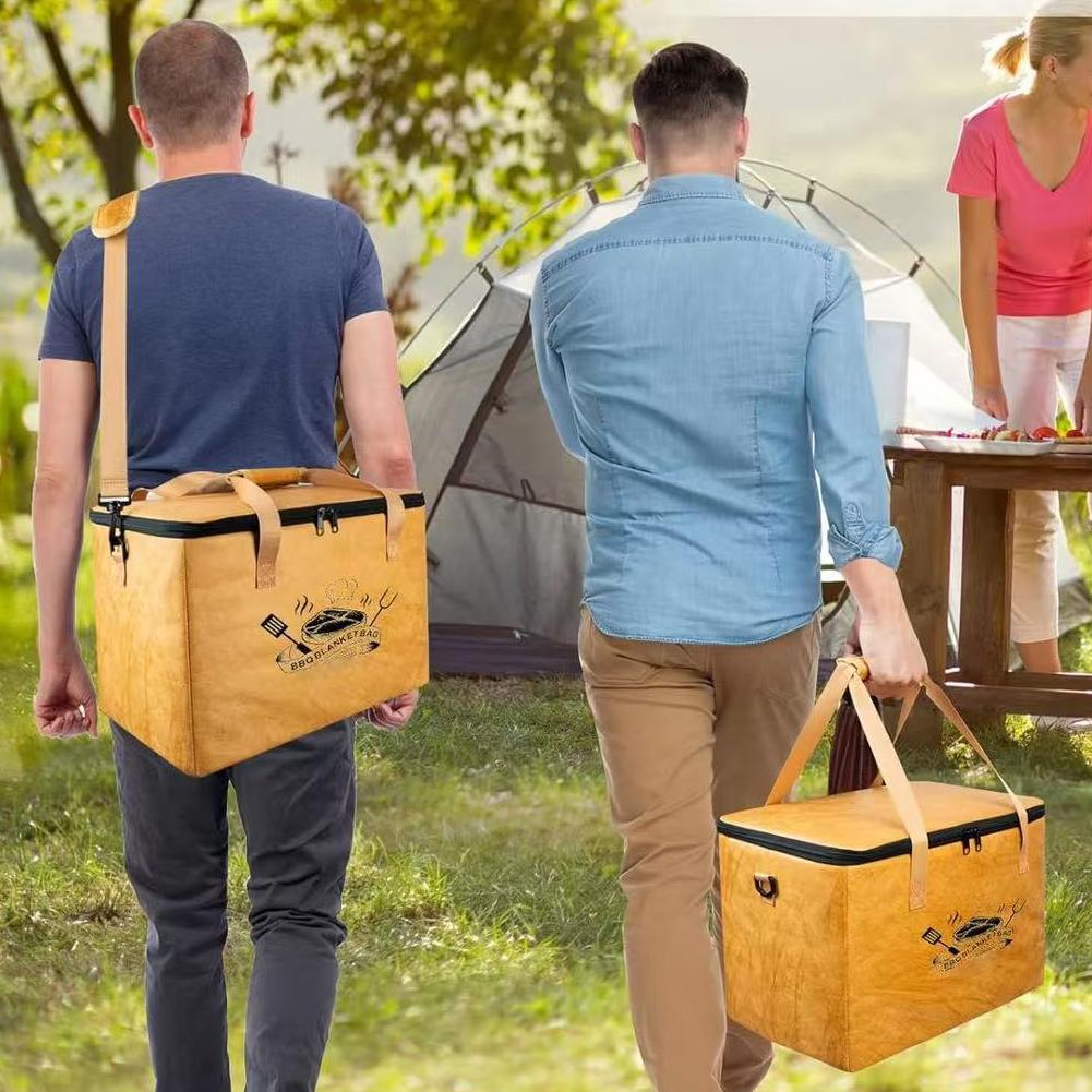Large Capacity BBQ Drink Insulated Storage Bag Reusable Portable Thermal Food Bag with Handle for Grilling & Outdoor Parties
