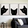 Cute Black Cat Canvas Paintings Animal Posters Minimalist Portrait Wall Art Pictures for Living Bedroom Home Artwork Decoration