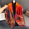 110x110cm Women Silk Square Scarf Hijab Female Design Print Lady Shawl Wraps Foulard Headbands Bufanda Large Bandana Luxury