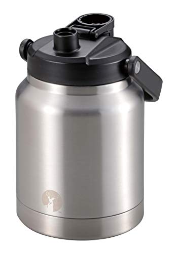 Captain Stag Sports Bottle, Direct Drinking, Double Stainless Steel Bottle, Vacuum Insulated, Keeps Drinks Cold, HD Water Tank, 2.5L, Silver, UE-3529