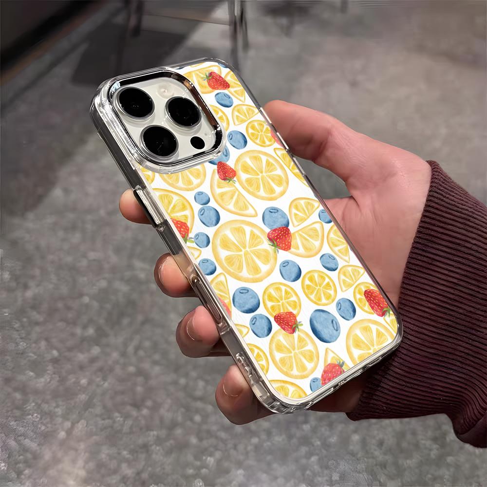 Фруктовый чехол-лимон для iPhone 17 Air 16 E 15 14 13 12 11 Plus Pro Max, гальванизированный прозрачный мягкий чехол