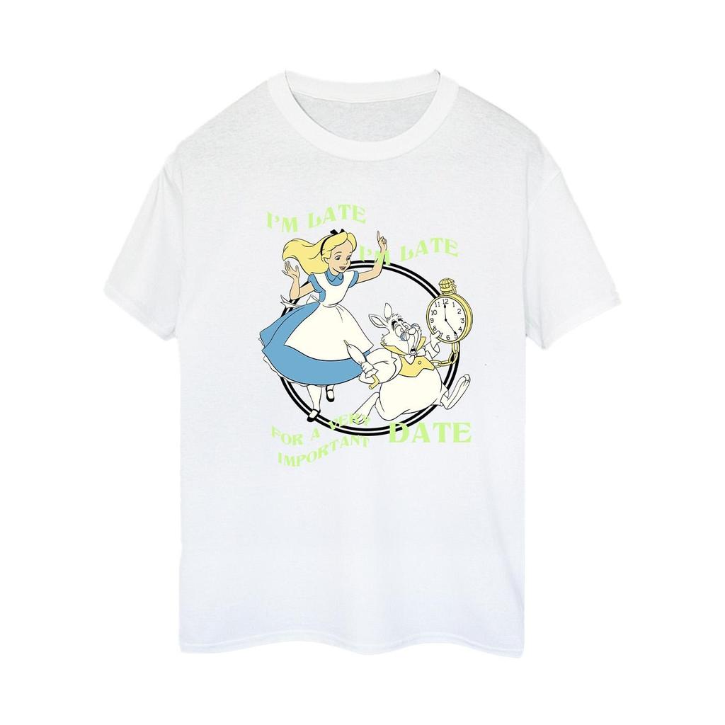 Disney Womens/Ladies Alice In Wonderland I´m Late Cotton Boyfriend T-Shirt