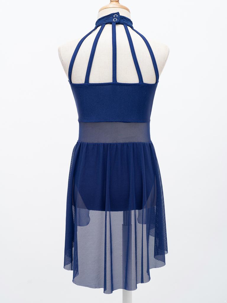 Детское гимнастическое танцевальное платье без рукавов для девочек, купальник в стиле пэчворк с неровным подолом, танцевальная одежда, костюм