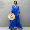 European & American Cotton Solid Color Blouse and Long Skirt Cover-Up for Beach or Swimwear.