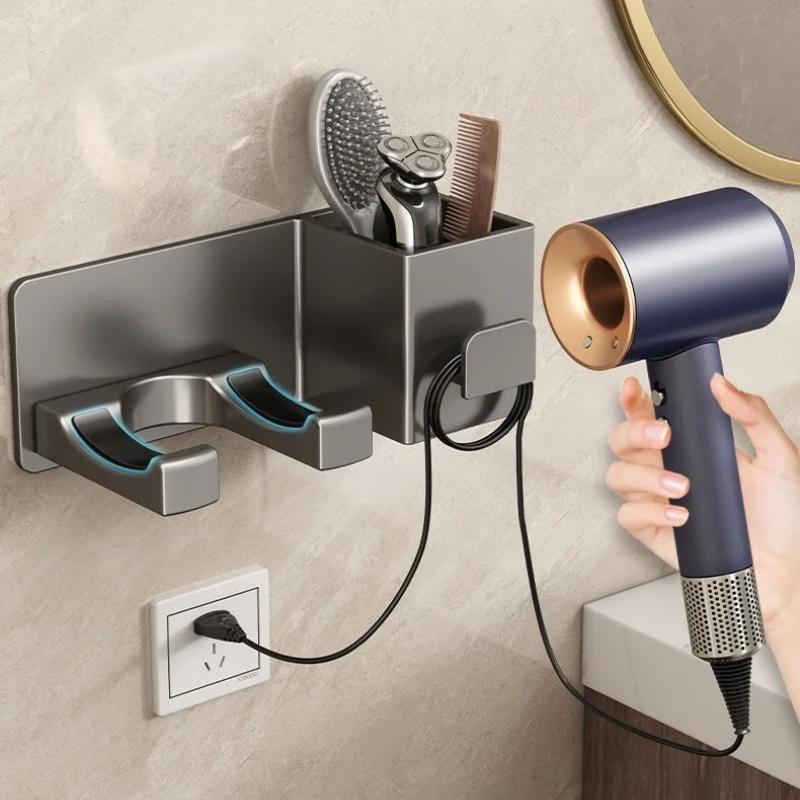Настенный держатель для фена Полки для ванной Подставка для бритвы и фена с ящиком для хранения Органайзеры для туалета