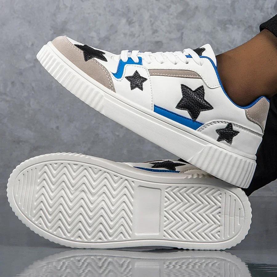 Модные мужские кроссовки с круглым носком, плоская обувь для скейтбординга, подростковая легкая удобная спортивная обувь, повседневная нескользящая обувь на шнуровке